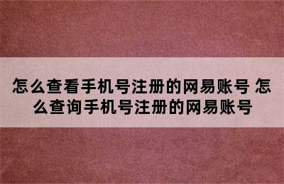 怎么查看手机号注册的网易账号 怎么查询手机号注册的网易账号